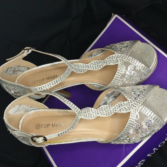 TOP moda bridal heels Silver with sequins - Picture 7 of 10